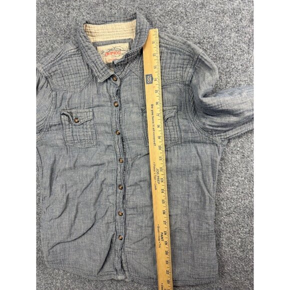 Gramicci Button Up Shirt Women's Large Blue Long Sleeve Collared Pockets - Picture 4 of 6